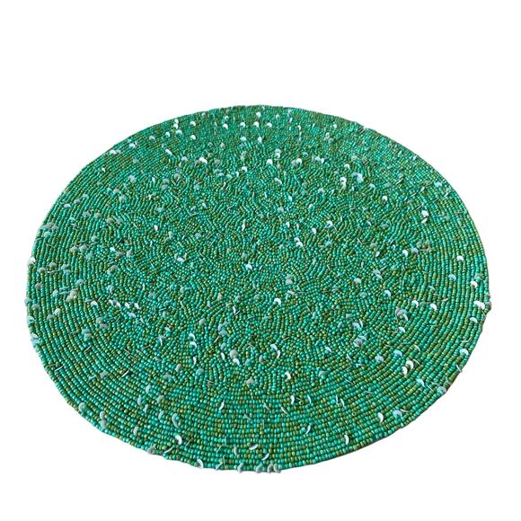 Tiramisu Christmas Hand Beaded Placemat 15in Holiday Glam Home Decor NEW - Picture 9 of 10